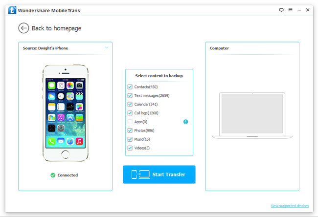 Import photos from iPhone to laptop with phone transfer